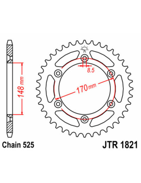 Couronne acier JT - Pas 525 - SUZUKI 800 DR S 1994-1996