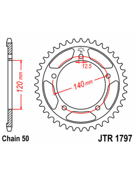 Couronne acier JT - Pas 530 - SUZUKI 1000 / 1200 / 1250 / 1340cc