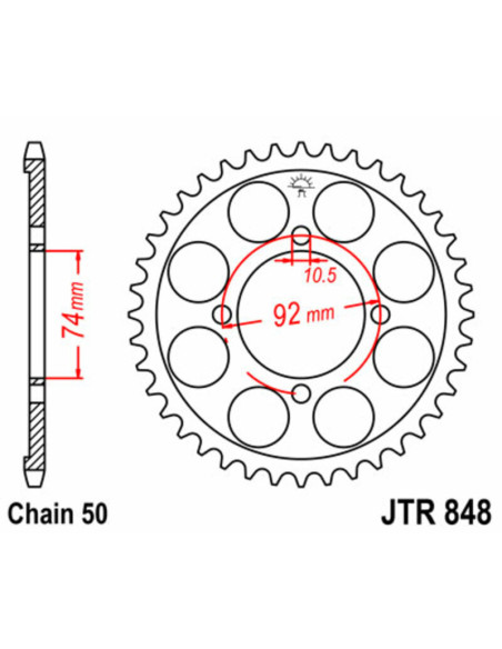 Couronne acier JT - Pas 530 - YAMAHA 350cc