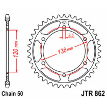Couronne acier JT - Pas 530 - YAMAHA 500 / 600cc