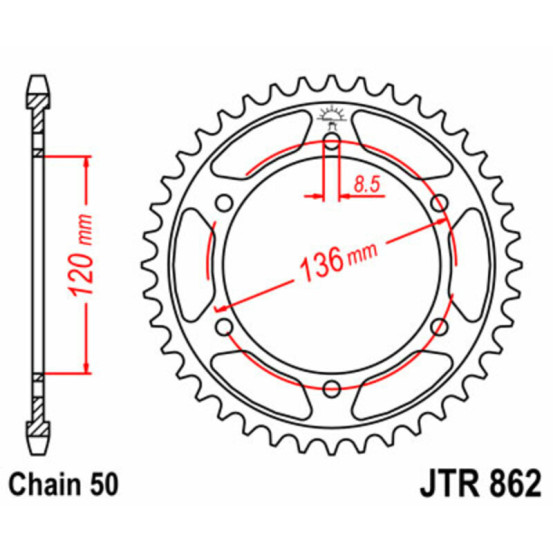 Couronne acier JT - Pas 530 - YAMAHA 500 / 600cc