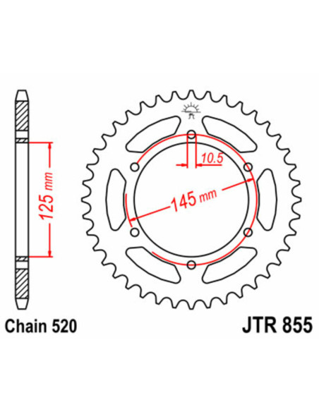 Couronne acier JT - Pas 520 - YAMAHA 600 / 660cc