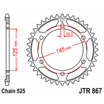 Couronne acier JT - Pas 525 - YAMAHA 850 TDM 1991-2001