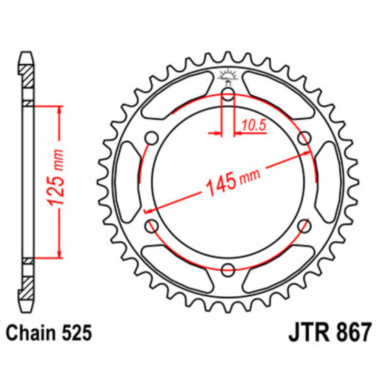Couronne acier JT - Pas 525 - YAMAHA 850 TDM 1991-2001