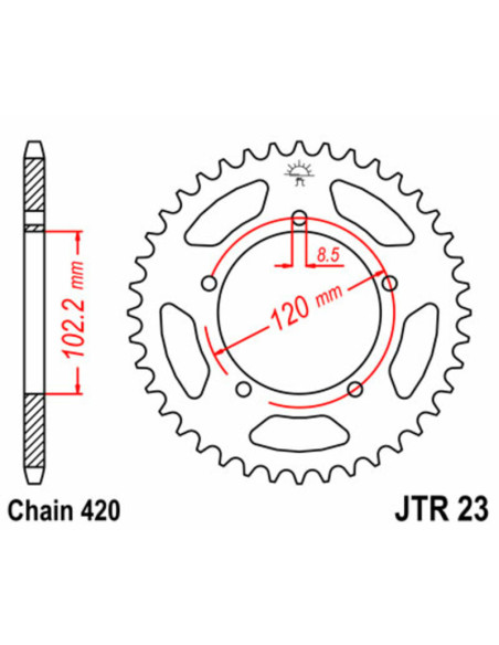 Couronne acier JT - Pas 420 - APRILIA 50cc