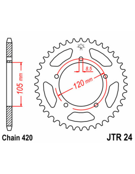 Couronne acier JT - Pas 420 - APRILIA YAMAHA 50cc