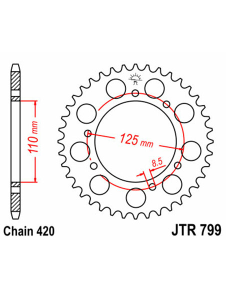 Couronne acier JT - Pas 420 - SUZUKI 50 RMX 1997-2003