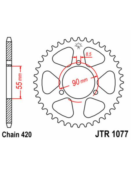 Couronne acier JT - Pas 420 - RIEJU 50cc