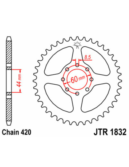 Couronne acier JT - Pas 420 - YAMAHA 50 DTR R 1999-2002