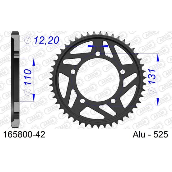 Couronne alu AFAM - Pas 525 - réf 165800