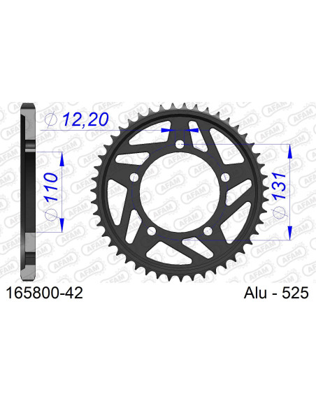 Couronne alu AFAM - Pas 525 - réf 165800