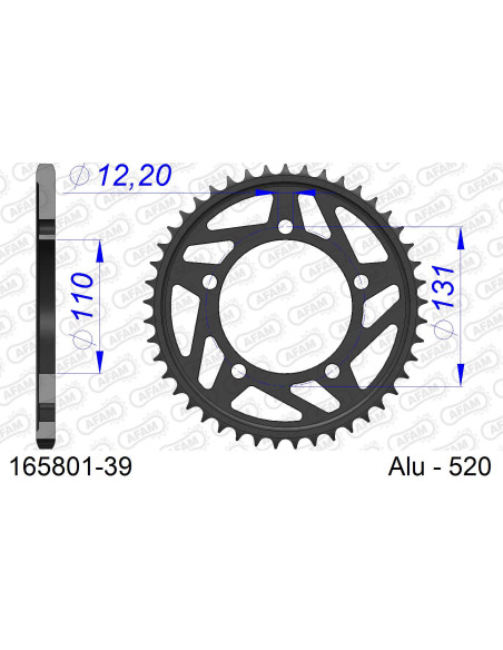 Couronne alu AFAM - Pas 520 - réf 165801