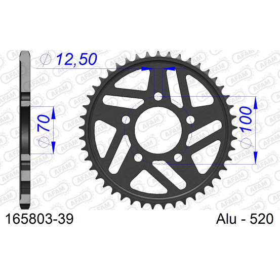 Couronne alu AFAM - Pas 520 - réf 165803