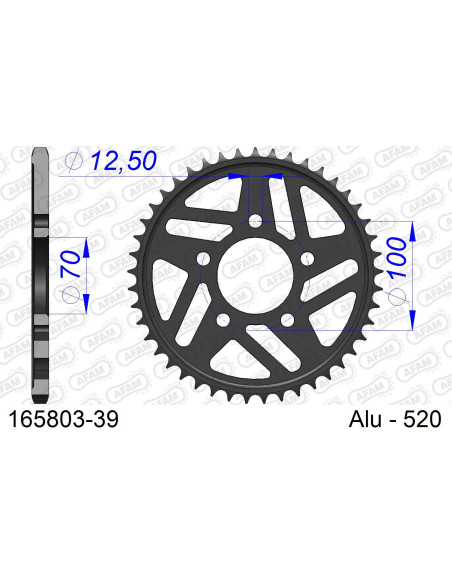 Couronne alu AFAM - Pas 520 - réf 165803