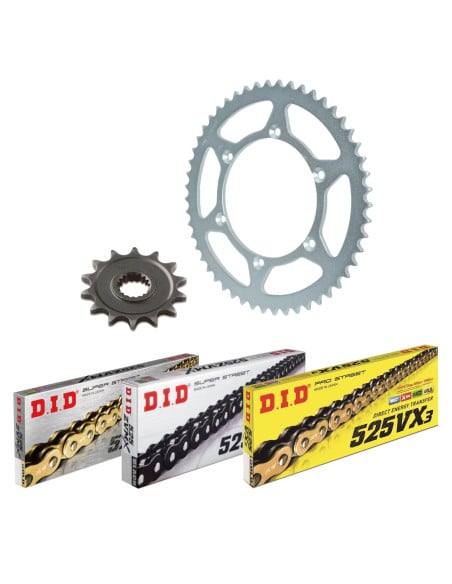 Kit chaine 525 Acier DID - YAMAHA 700 MT-07 2014- 700 XSR 2017- 700 YZF R7 2021- Type de chaine au choix