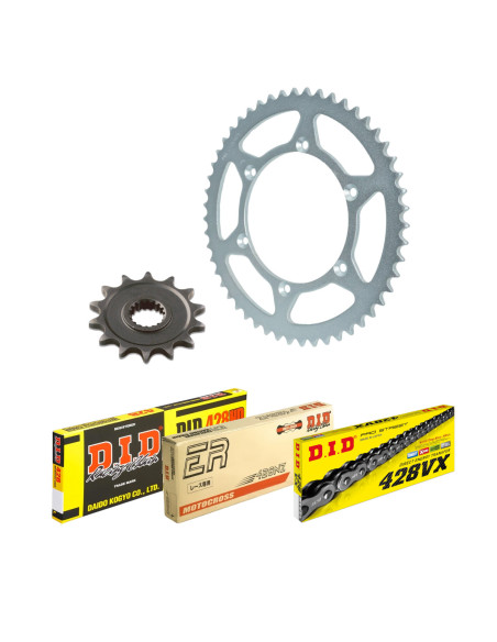 Kit chaine 428 Acier DID - SUZUKI 125 DR SM 2008-14 - Type de chaine au choix