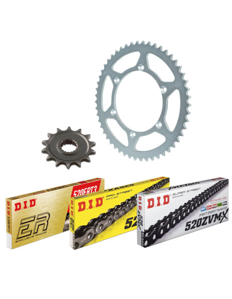 Kit chaine 520 Acier DID - MUZ 125 SM 2002-11 - Type de chaine au choix