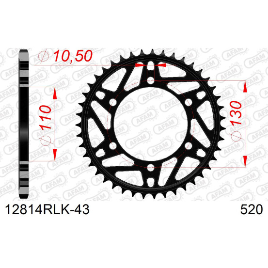 Couronne acier 520 noire AFAM - 12814RLK