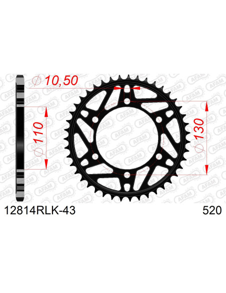 Couronne acier 520 noire AFAM - 12814RLK
