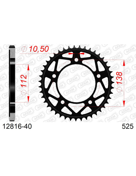 Couronne Acier AFAM - Pas 525 - réf 12816N