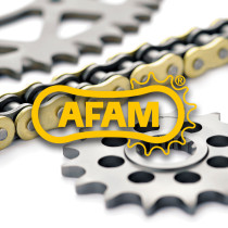 Kit chaine 420 AFAM - Couronne alu anti-boue - Type de chaine au choix - KTM 65 SX 2011-2023