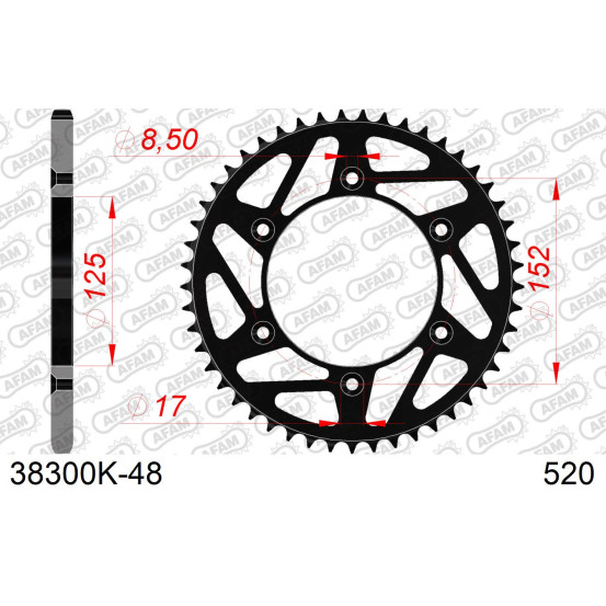 Couronne acier HDK AFAM Noir Pas 520 38300K