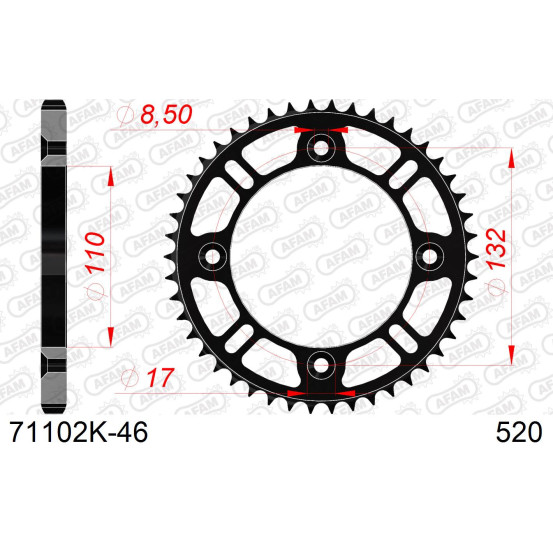 Couronne acier HDK AFAM Noir Pas 428 71102K