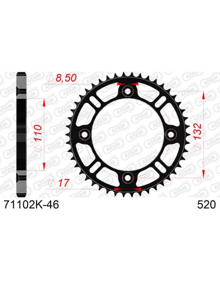 Couronne acier HDK AFAM Noir Pas 428 71102K