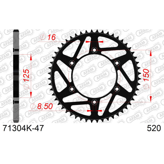 Couronne acier HDK AFAM Noir Pas 520 71304K