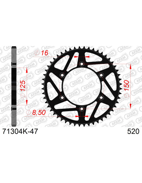 Couronne acier HDK AFAM Noir Pas 520 71304K