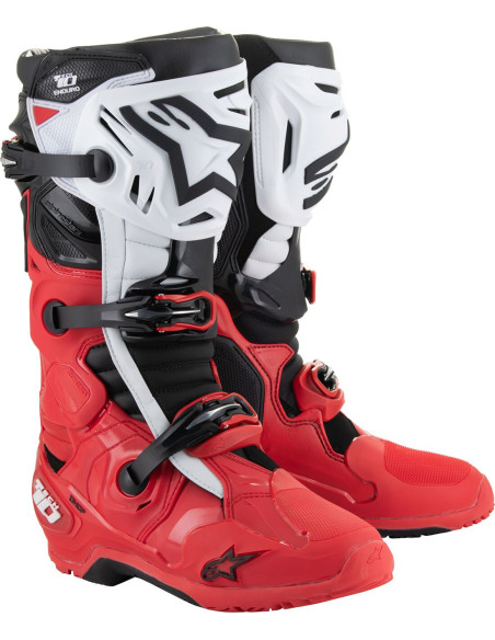 Bottes cross Alpinestars Tech 10 Enduro - Rouge Noir Blanc