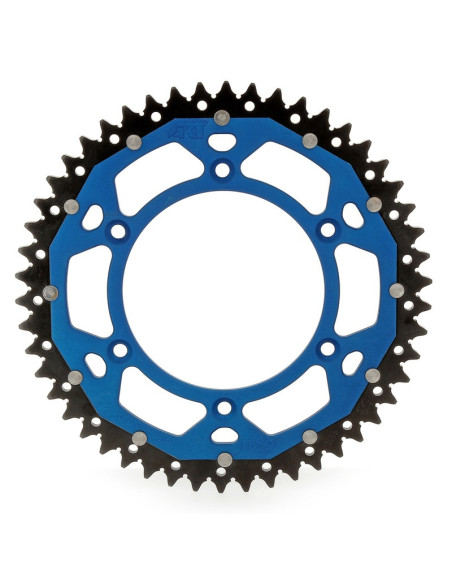 Couronne 520 bi-métal bleue ART - frette alu - dents acier - Ultra-Light anti-boue