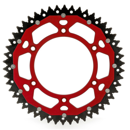 Couronne 520 bi-métal rouge ART - frette alu - dents acier - Ultra-Light anti-boue