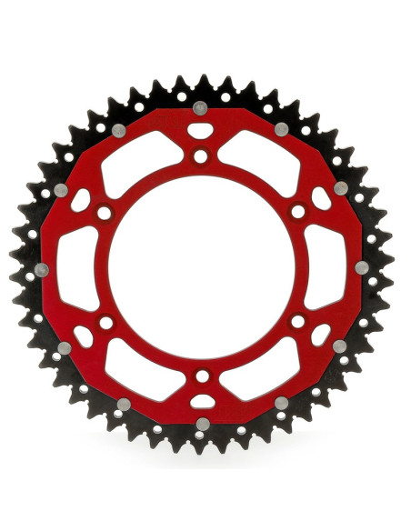 Couronne 520 bi-métal rouge ART - frette alu - dents acier - Ultra-Light anti-boue