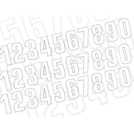Jeu de 3 numéros MX 160x75 mm Blanc