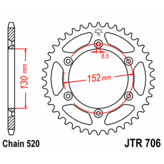 Couronne acier JT - Pas 520 - APRILIA 450 à 550 SXV RVX