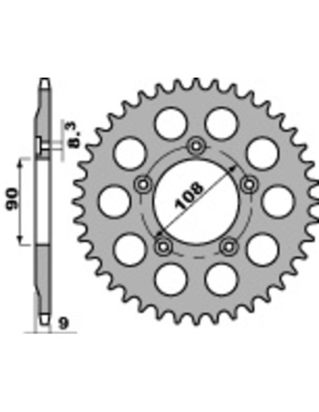 Couronne Acier PBR DUCATI 750 Paso 1987-1990