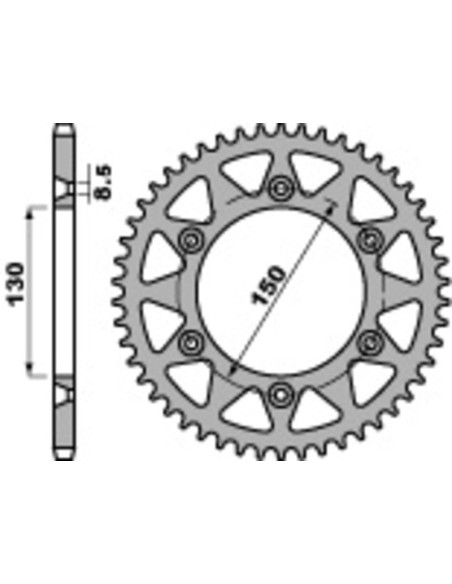 Couronne Acier noire PBR - HONDA YAMAHA 125 à 650cc