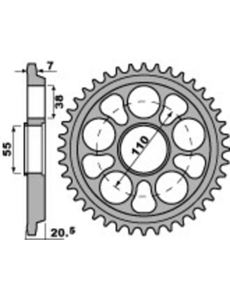 Couronne Acier PBR DUCATI 748 à 1100 cc