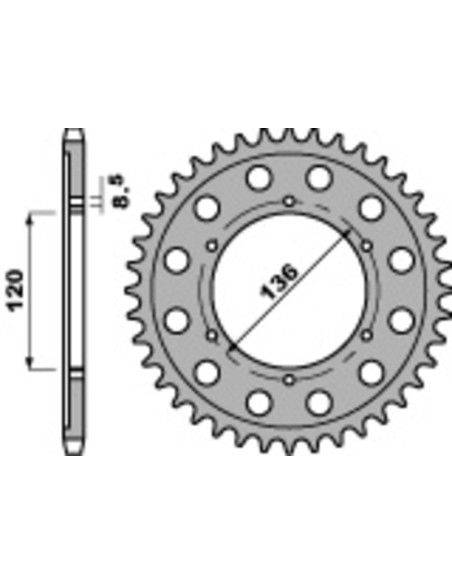 Couronne Acier PBR YAMAHA 125/400cc