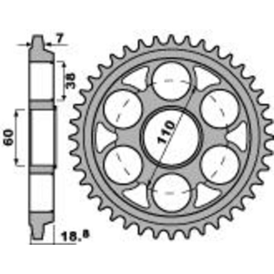 Couronne Acier PBR DUCATI 1098 à 1200cc