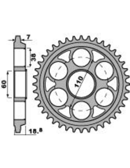 Couronne Acier PBR DUCATI 1098 à 1200cc