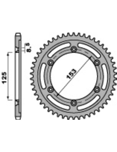 Couronne Acier PBR HONDA 125 XR L 2003-2008