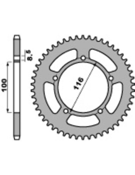 Couronne Acier PBR KAWASAKI 60 KX 1986-03 / 80 KX 1980-85