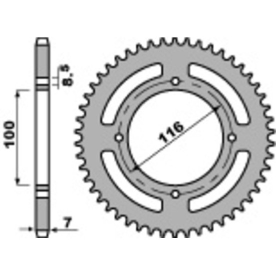 Couronne Acier PBR KAWASAKI 80/85 KX/100 KX