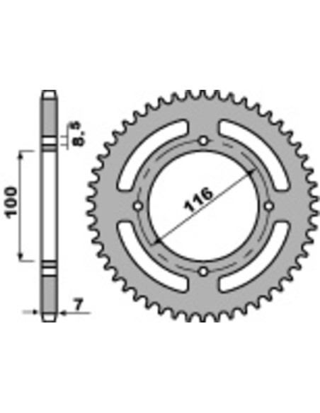 Couronne Acier PBR KAWASAKI 80/85 KX/100 KX