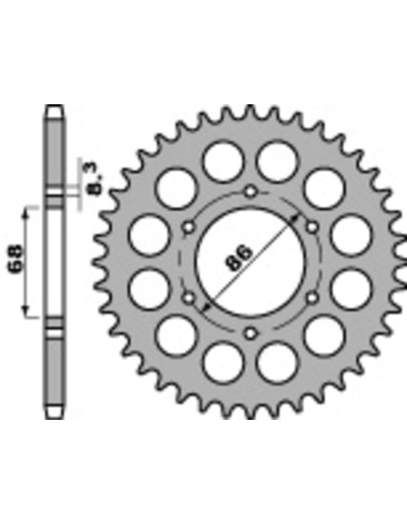 Couronne Acier PBR KAWASAKI 125 BN Eliminator 1999-2005