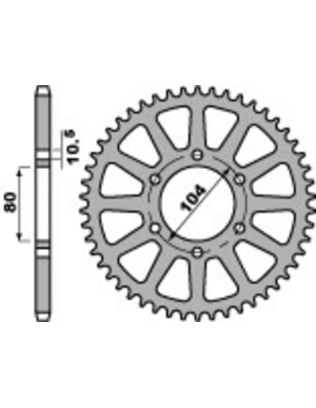 Couronne alu 520 PBR - KAWASAKI
