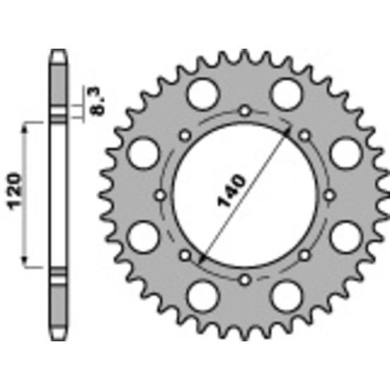 Couronne Acier PBR KAWASAKI 500/650cc
