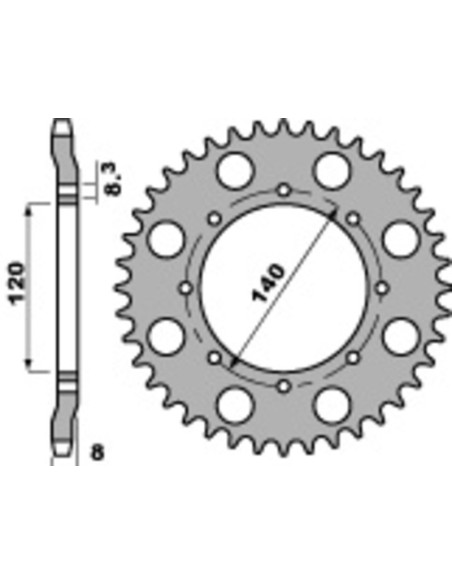 Couronne Acier PBR KAWASAKI 600 KLR 1984-1990